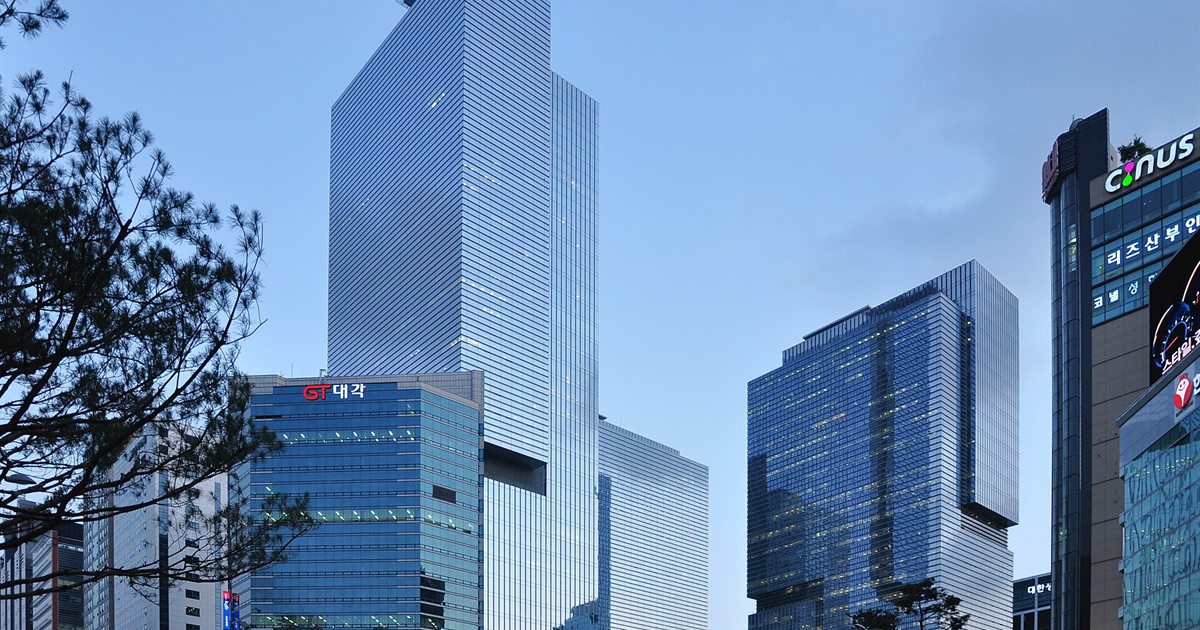The glass towers of Samsung's headquarters complex in the Seocho district of Seoul, South Korea