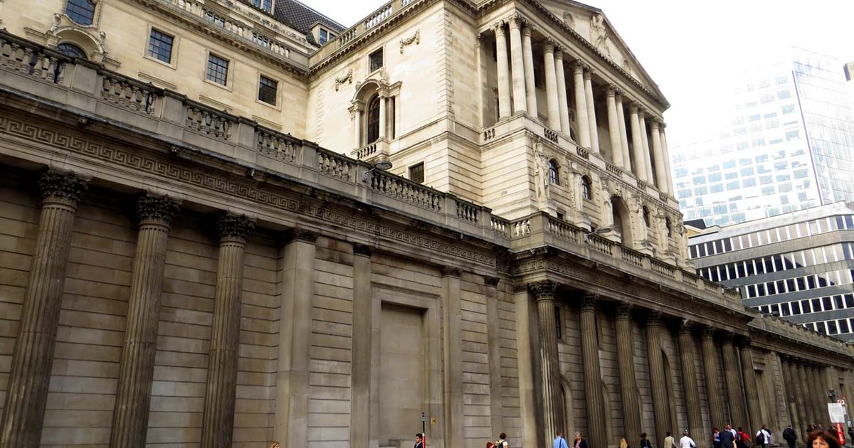 The Bank of England building on Threadneedle Street in London