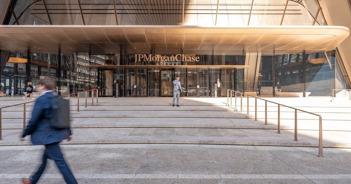 The entrance of JPMorgan Chase headquarters at 270 Park Avenue in New York
