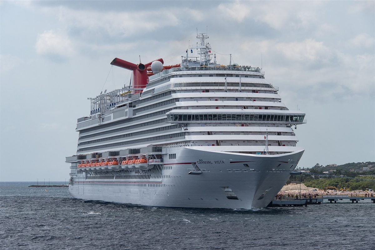 The cruise ship Carnival Vista docked at Willemstad, Curacao