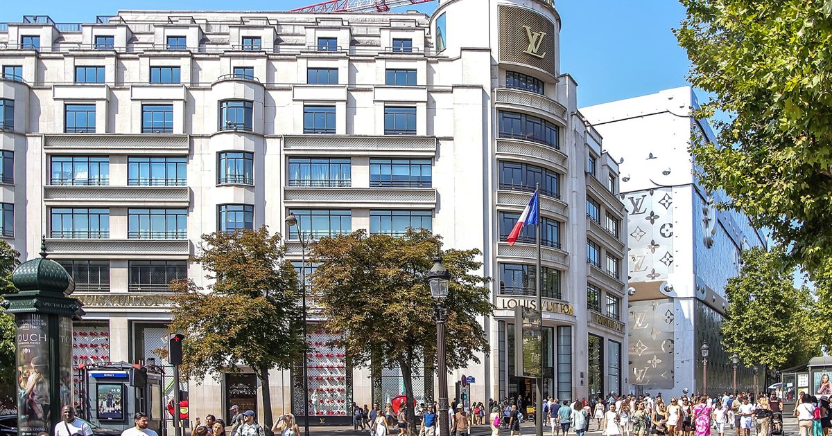 Louis Vuitton's flagship building on the Avenue des Champs-Élysées in Paris