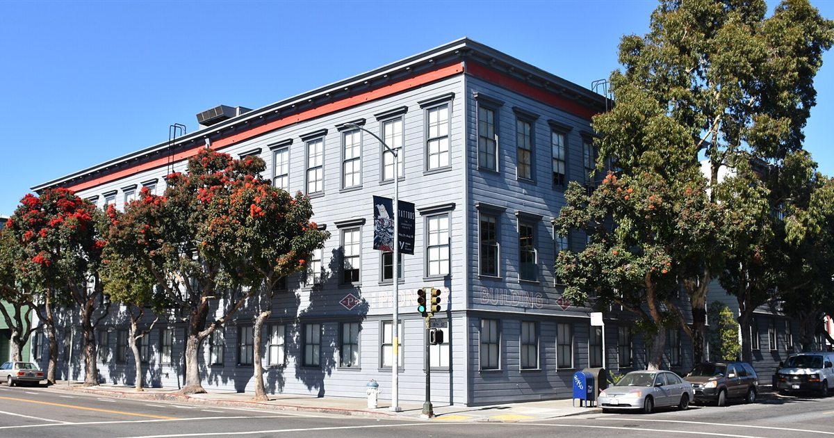 The Pioneer Building in San Francisco's Mission District, a three-storey grey brick building that served as OpenAI's first headquarters