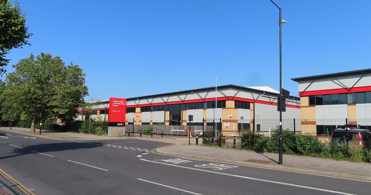Warehouse units at Segro Park on Coronation Road in Park Royal, London